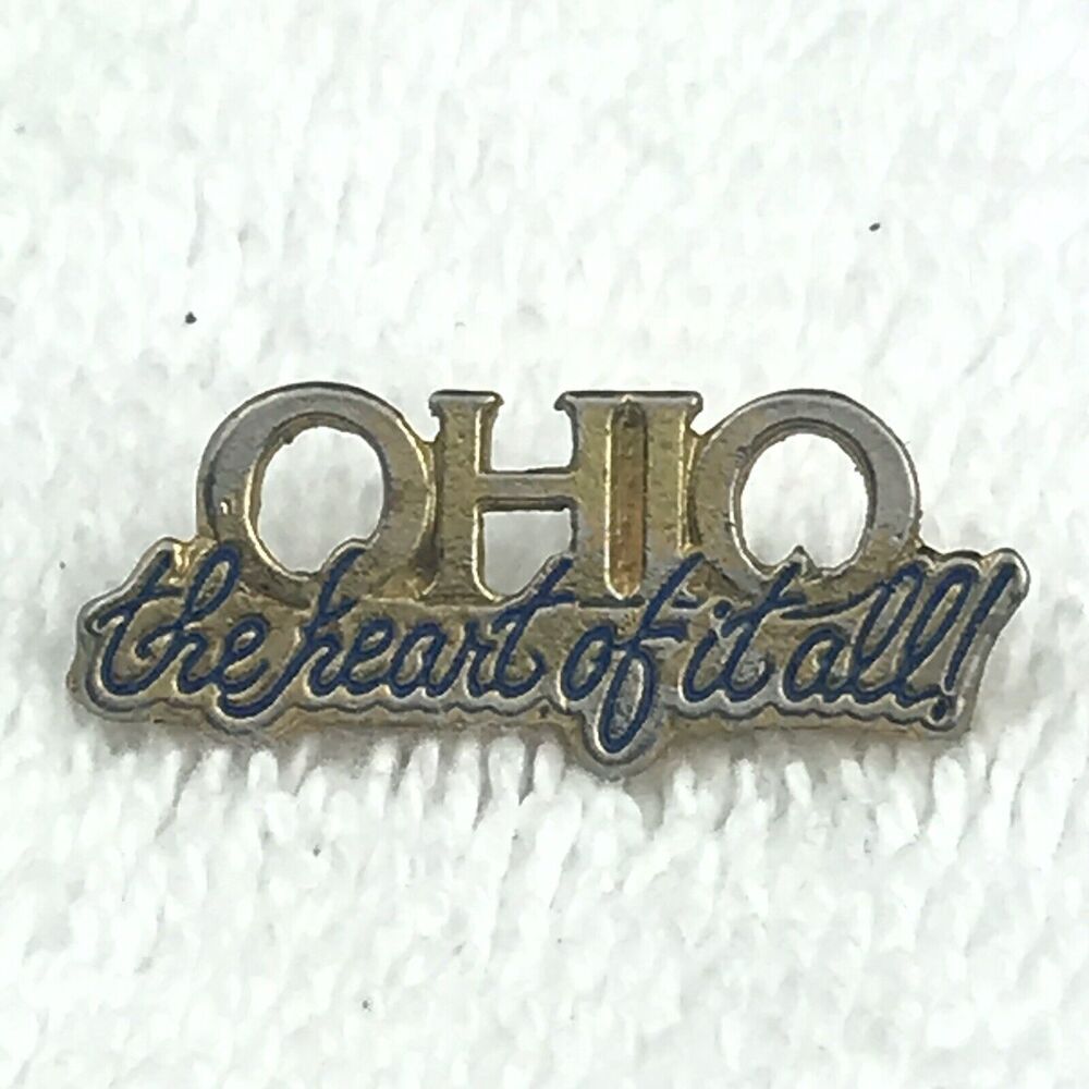 Ohio The Heart Of It All Pin Vintage Travel Souvenir Metal Gold Tons